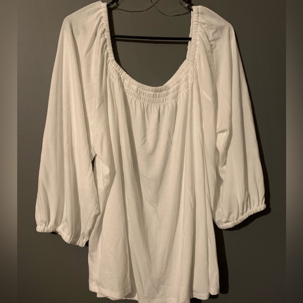 A.N.A. XXL White cotton baby doll blouse